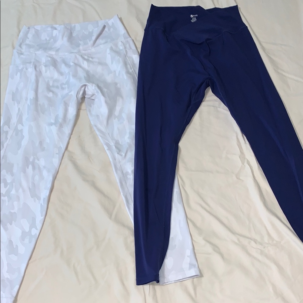 Buffbunny White and Blue Leggings Full-Length Athletic Wear